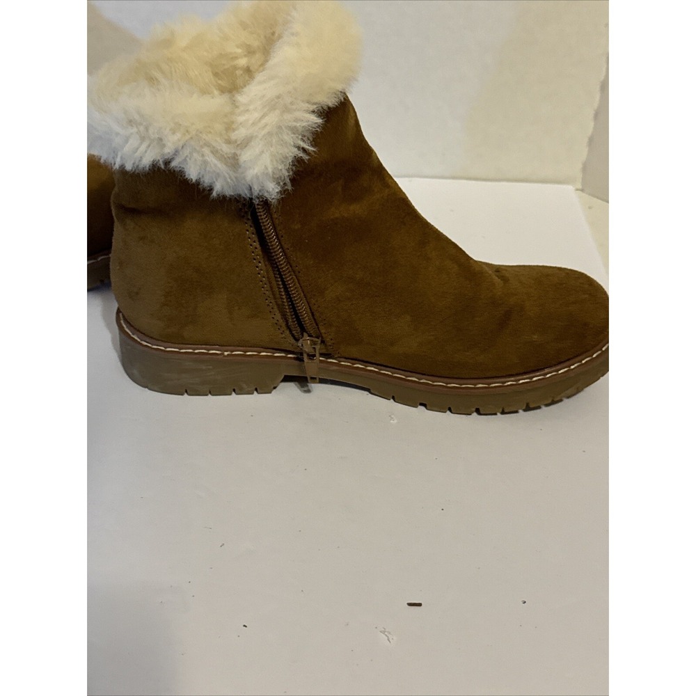 American Eagle Chestnut Brown Faux Suede Leather Pull-on Ankle Boot Size 6 - Picture 3 of 11